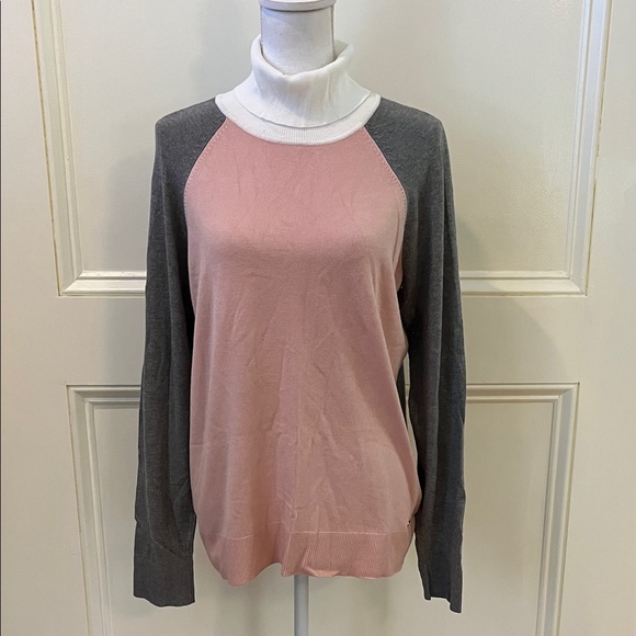 Calvin Klein Pink and Gray and White Turtleneck - Picture 1 of 9